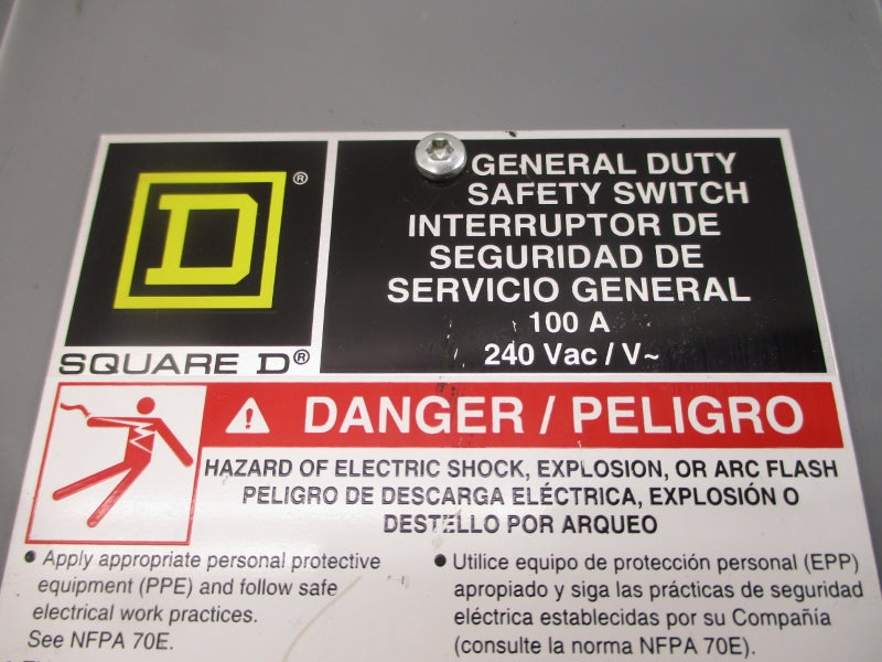 SQUARE D D323N SER. F03 240VAC 100A UNMP
