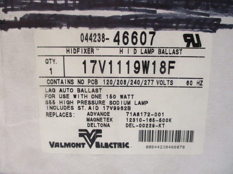 VALMOUNT 17V1119W18F 277V 1.7A NSMP