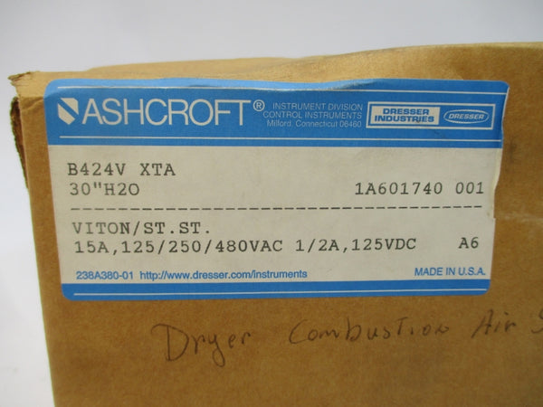 ASHCROFT B424VXTA 480VAC 15A 20PSI 30"H2O NSMP