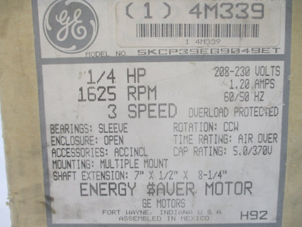GENERAL ELECTRIC 5KCP39EG9049ET 208-230V 1.20A NSMP