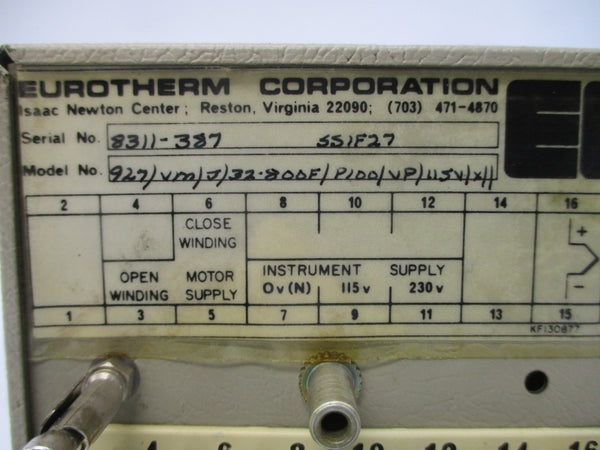 EUROTHERM 927/VM/J/32-800F/P100/VP/115V/X// 115/230V UNMP