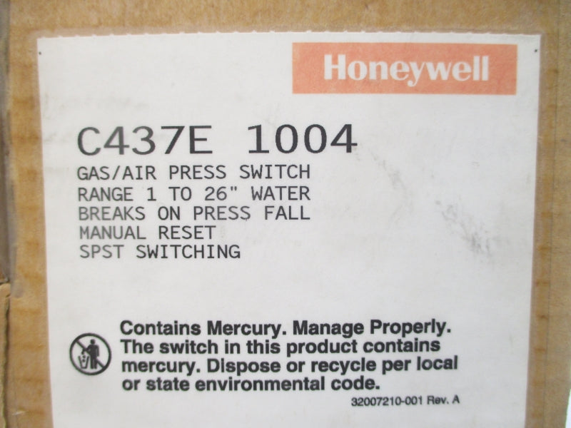 HONEYWELL C437E1004 120/240VAC 48A 5PSI REV. B NSMP