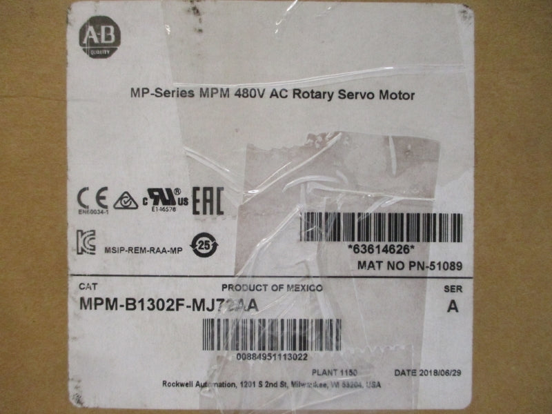 ALLEN BRADLEY MPM-B1302F-MJ72AA SER. A 480VAC 8.57A NSMP
