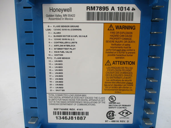 HONEYWELL RM7895A1014 120VAC REV. D NSMP