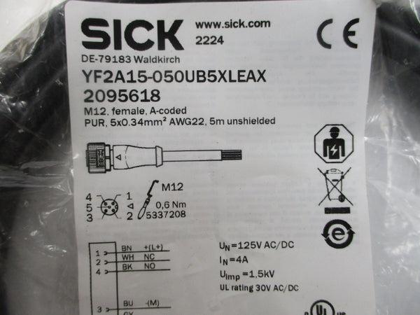 SICK YF2A15-050UB5XLEAX 2095618 125VAC/DC 4A NSMP