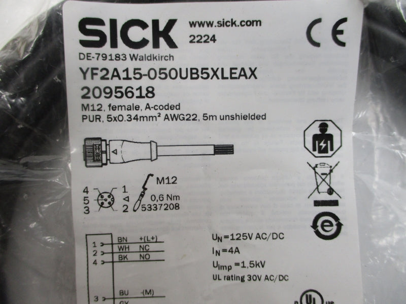 SICK YF2A15-050UB5XLEAX 2095618 125VAC/DC 4A NSMP
