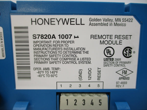 HONEYWELL S7820A1007 12VDC REV. F NSMP