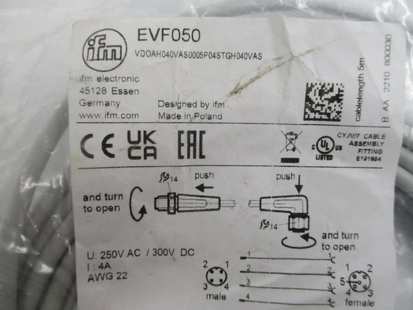 IFM EFECTOR EVF050 VDOAH040VAS0005P04STGH040VAS 250VAC 4A NSMP