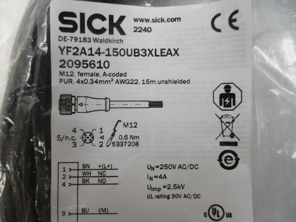 SICK YF2A14-150UB3XLEAX 2095610 250VAC/DC 4A NSMP