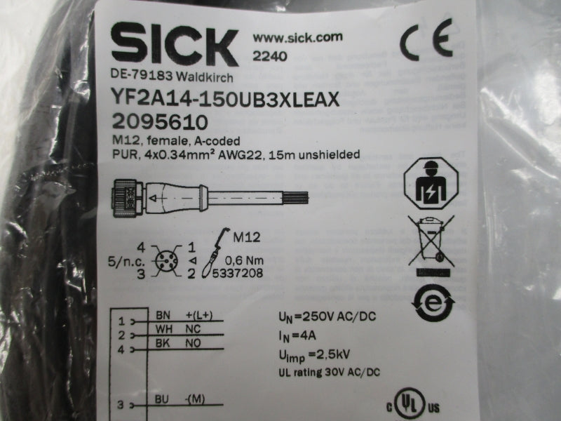 SICK YF2A14-150UB3XLEAX 2095610 250VAC/DC 4A NSMP