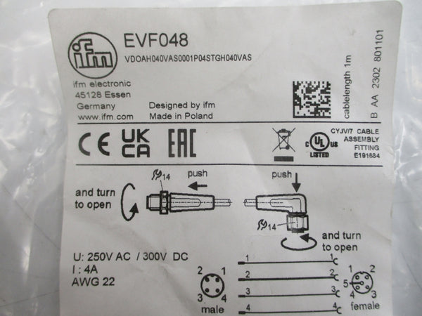 IFM EFECTOR EVF048 VDOAH040VAS0001P04STGH040VAS 250VAC 4A NSMP