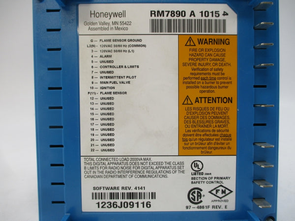 HONEYWELL RM7890A1015 120VAC REV. E UNMP