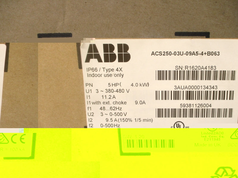 ABB ACS250-03U-09A5-4+B063 3AU0000134343 380-480V 11.2A NSFS