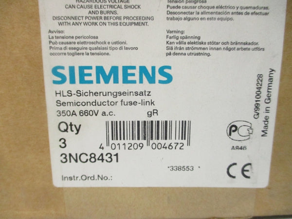 SIEMENS 3NC8431 660VAC 350A (PKG OF 3) NSMP