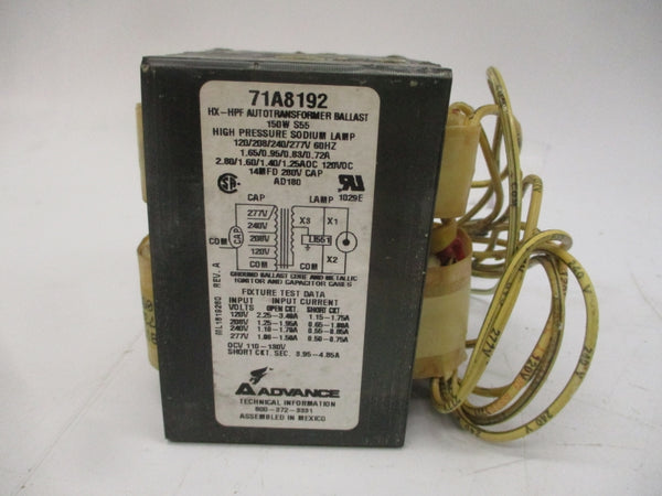 ADVANCE 71A8172-001D 277V 2.80A NSMP