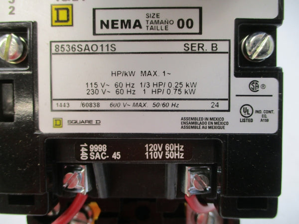SQUARE D 8536SAO11V02S SER. B 110/120V NSMP