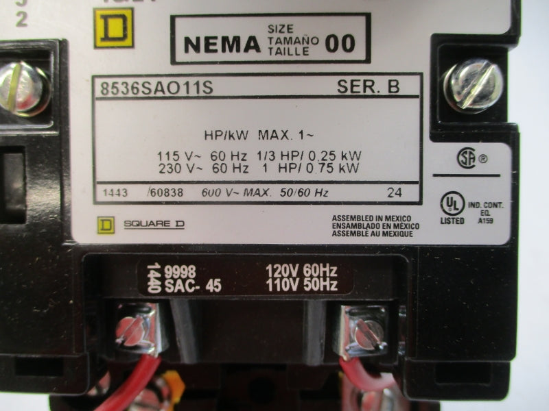 SQUARE D 8536SAO11V02S SER. B 110/120V NSMP