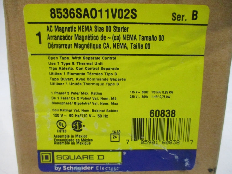 SQUARE D 8536SAO11V02S SER. B 110/120V NSMP