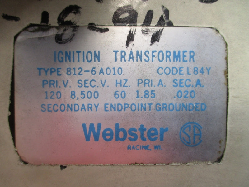 WEBSTER 812-6A010 120V 1.85A UNMP