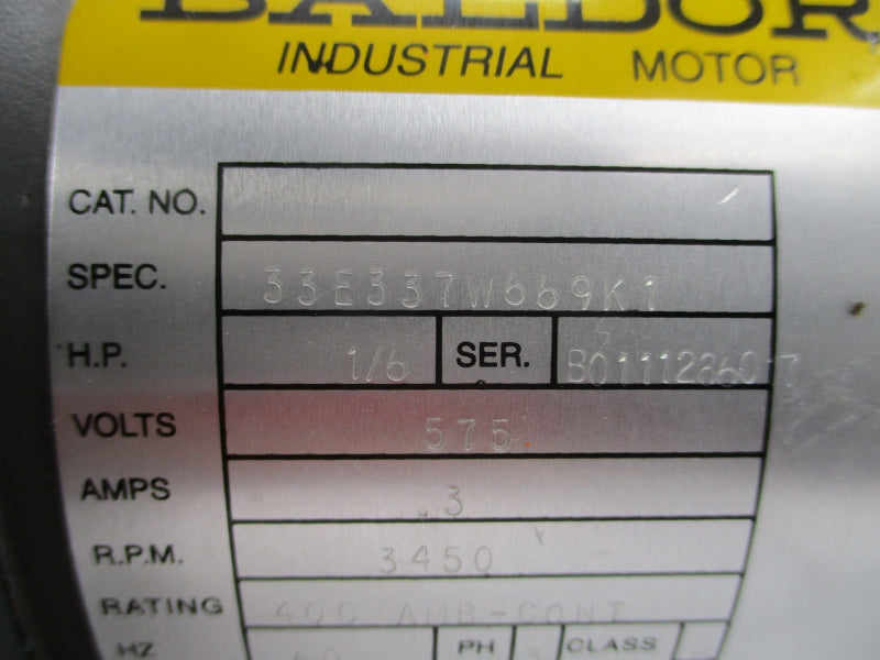 BALDOR 33E337W669K1 575V .3A NSNP