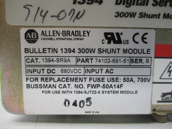 ALLEN BRADLEY 1394-SR9A SER. B 680VDC 50A NSNP