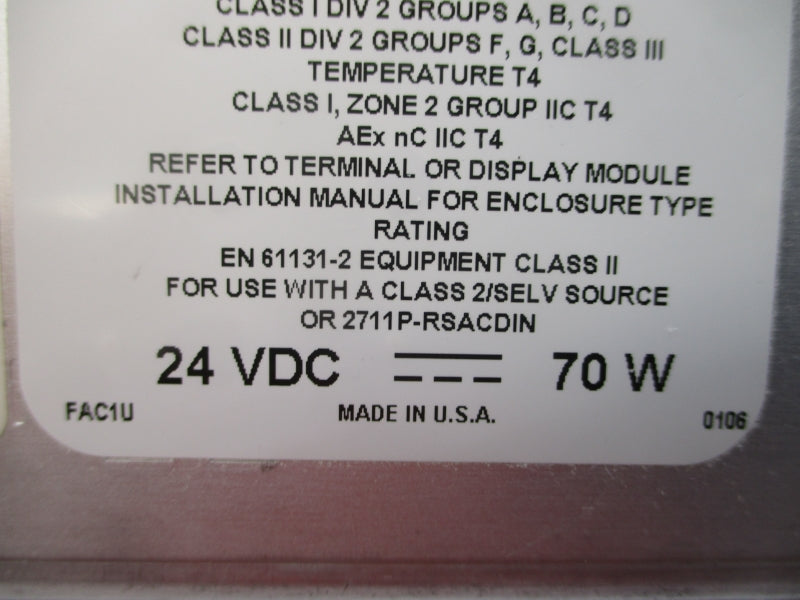 ALLEN BRADLEY 2711P-T15C4D2 SER. A 24VDC REV. F NSNP