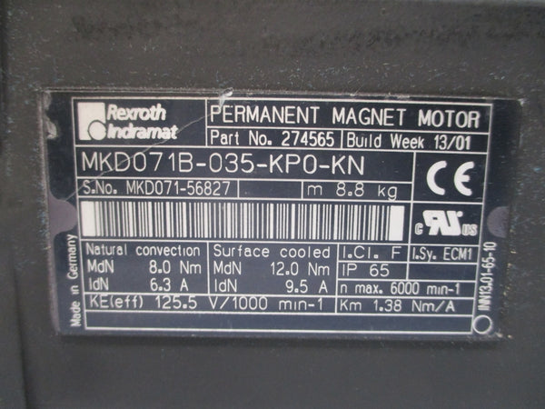 REXROTH MKD071B-035-KP0-KN 274565 125.5V 6.3/9.5A NSNP