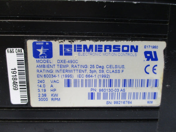EMERSON DXE-490C 960130-03A5 240VAC 14.0A NSNP