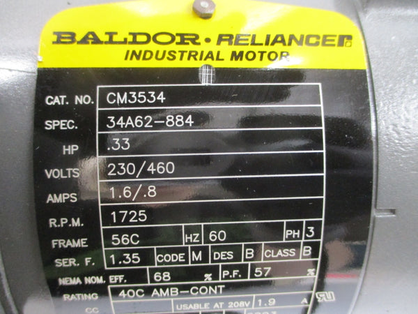 BALDOR CM3534 34A62-884 230/460V 1.6/.8A NSNP