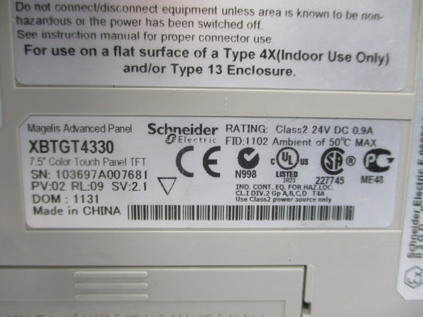 SCHNEIDER ELECTRIC XBTGT4330 24VDC 0.9A NSNP