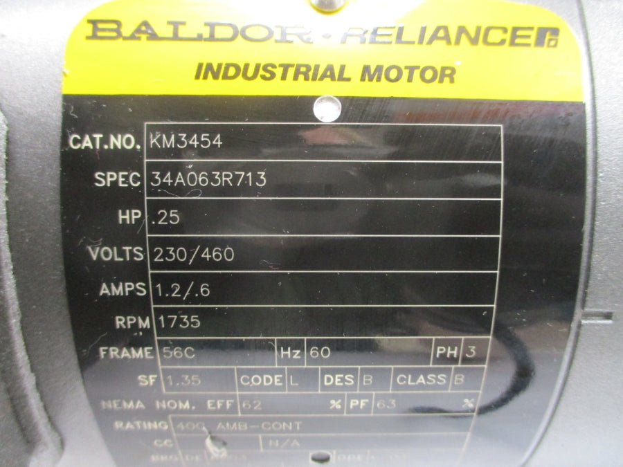 BALDOR KM3454 34A063R713 230/460V 1.2/.6A NSNP