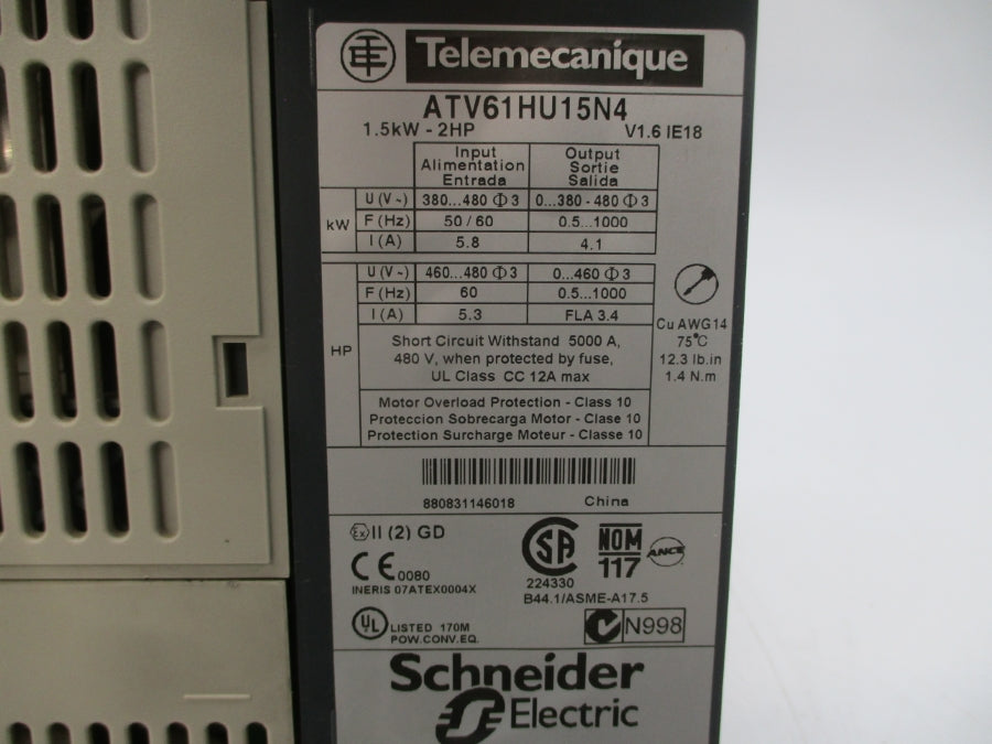 TELEMECANIQUE ATV61HU15N4 380-480V 5.8A UNMP
