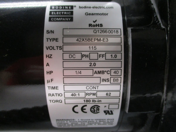 BODINE ELECTRIC 42X5BEPM-E3 115V 2.0A NSNP