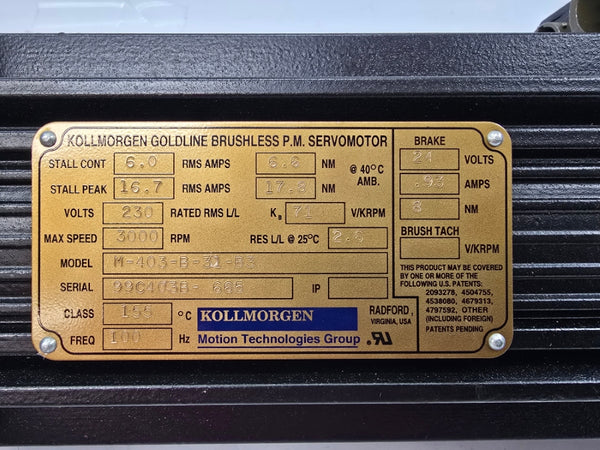 KOLLMORGEN M-403-B-31-B3 230V 6.0/16.7A NSNP