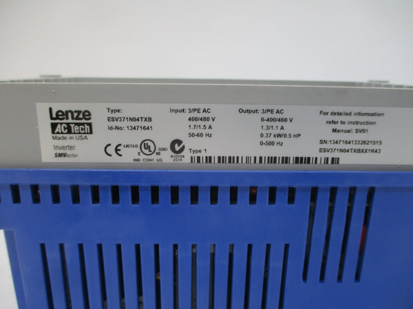 LENZE ESV371N04TXB 13471641 400/480VAC 1.7/1.5A NSMP