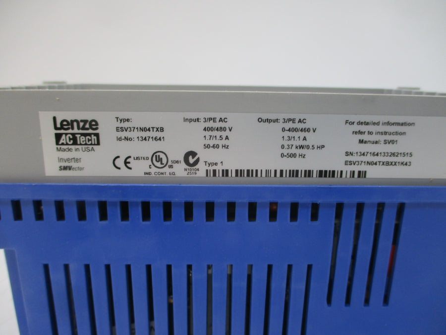 LENZE ESV371N04TXB 13471641 400/480VAC 1.7/1.5A NSMP