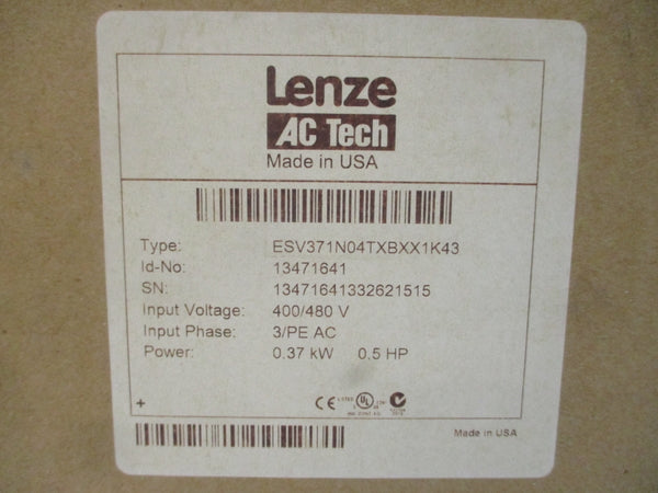 LENZE ESV371N04TXB 13471641 400/480VAC 1.7/1.5A NSMP
