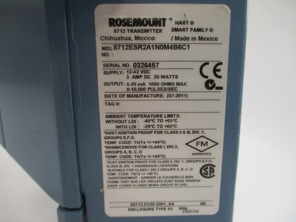 ROSEMOUNT 8712ESR2A1N0M4B6C1 12-42VDC 3A NSMP