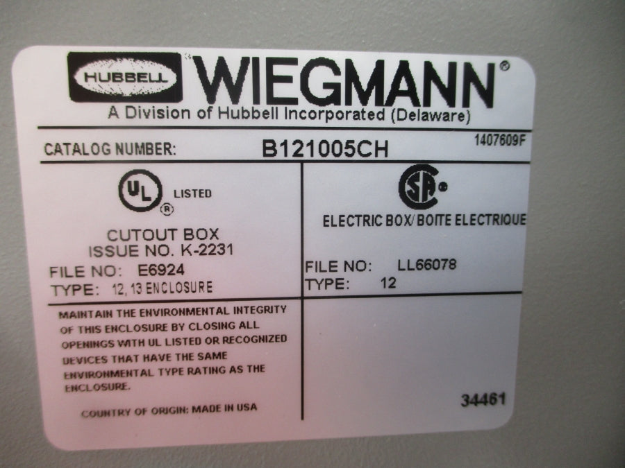 HUBBELL B121005CH NSMP