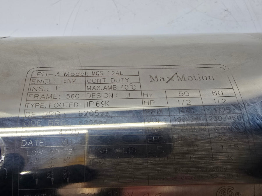 MAX MOTION MQS-124L 230/460V 1.72/0.86A NSNP