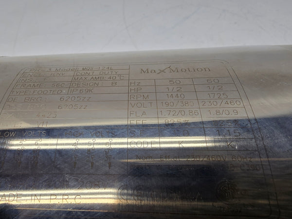 MAX MOTION MQS-124L 230/460V 1.72/0.86A NSNP