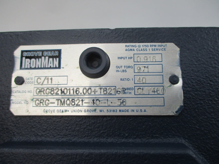 GROVE GEAR GRG-TMQ821-40-L-56 GRG8210116.00 NSMP