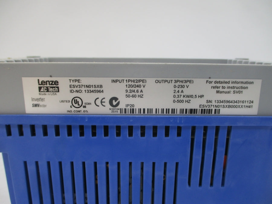 LENZE ESV371N01SXB 13345964 120/240V 9.2/4.6A NSMP