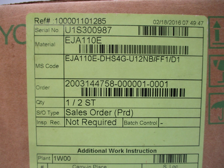 YOKOGAWA EJA110E-DHS4G-U12NB/FF/D1 NSFS