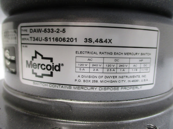 MERCOID DAW-533-2-5 120/240VAC 5A 2-60PSI NSMP