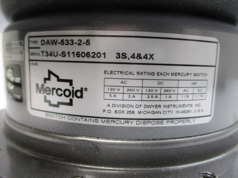 MERCOID DAW-533-2-5 120/240VAC 5A 2-60PSI NSMP