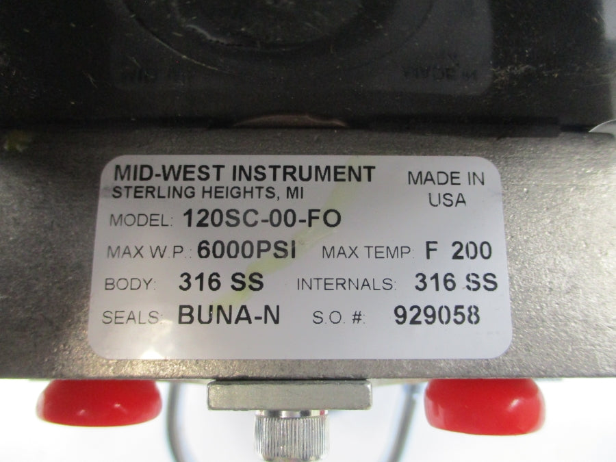 MID-WEST INSTRUMENT 120SC-00-FO 6000PSI 200'F 400INH2O NSNP