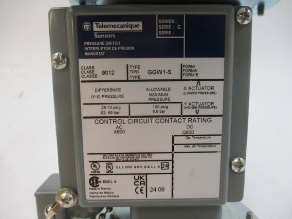 TELEMECANIQUE 9012GGW1-S106 SER. C .25-10PSI NSMP