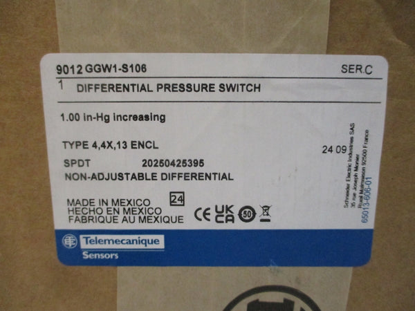 TELEMECANIQUE 9012GGW1-S106 SER. C .25-10PSI NSMP