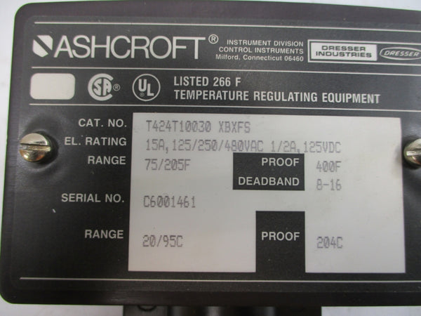 ASHCROFT T424T10030XBXFS 480VAC 15A 75/205'F NSMP